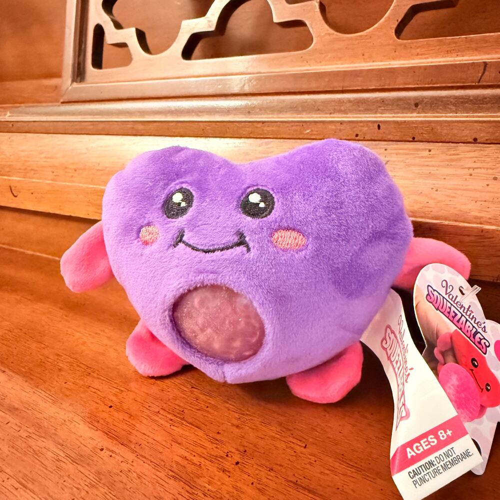 Valentine’s Squeezables Purple Heart Plush Stress Ball Fidget Toy 4.5" NWT